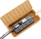 Delamu Handmade Rattan Cable Management Box, Cord Organizer with 2 Open Slots, Desk Cord Box Hider for Computer Router USB Hub Power Strip, 12.5" Lx 5.1" Wx 5.1" H, Natural