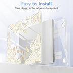 Case for MacBook Air 15 Inch 2025 2024 2023 Release M4 A3241 M3 A3114 M2 A2941, Hard Shell with Screen Protector & Keyboard Cover, Compatible with Touch ID - Gold Rose Flowers