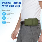BECPLT for iPhone 17 Pro Max Air 16/15/14/13/12/11 Pro Max Nylon Cell Phone Pouch Holster Case with Belt Clip Cover Holder for Galaxy S25+ S24+ S23+ S22+ S21+ (Green)