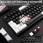 YUNZII AL80 Wireless Mechanical Keyboard,Full Aluminum CNC, Smart LCD Display,Hot Swappable Gasket Mount 75% Layout with Knob,BT/2.4G/USB-C,QMK/VIA Support for Win/Mac (Black, Cocoa Cream V2 Switch)