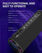 Tronsmart T7 Lite 24W Portable Bluetooth Speaker, Enhanced Bass, Rainbow Light Show, 24H Playtime, IPX7 Waterproof, Wireless Stereo Pairing, Bluetooth 5.3, for Home Outdoor Travel (Black)