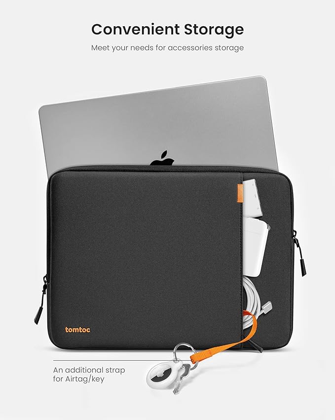 tomtoc 360° Protective Laptop Sleeve for 15-inch MacBook Air M4/A3241 2025, M3/A3114 2024, M2/A2941 2023, 15-inch MacBook Pro A1990 A1707, Dell XPS 15 Plus Laptop, Water-Resistant Computer Case Bag