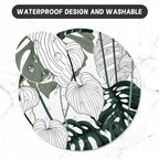 ITNRSIIET Round Mouse Pad with Stitched Edge Premium-Textured Waterproof Non-Slip Rubber Base Desktop Protection Mat Diameter 8.7 inches, Tropical Plant