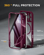 Miracase for iPhone 16 Pro Max Case 6.9'', [Bubble Free] Full-Body Bumper Phone case with Built-in Full Glass Screen &Lens Protector,Compatible with MagSafe,Drop Proof 16 Pro Max Cover,Plum