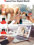 MOSDART 128GB USB3.1 Fast Speed C and A Dual Flash Drive, exFAT Memory Stick with Keychain and LED Indicator, for iPhone 15 and 16, Android Phone, iPad, MacBook, Red and Purple(Pack of 2)