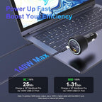 205W USB C Car Charger, 3-Ports PD3.1/PPS/QC3.0 Fast Charging Type C Cigarette Lighter Adapter for MacBook Pro Laptop, iPhone 16/15/14/13/12, Galaxy S24/S23 Ultra etc