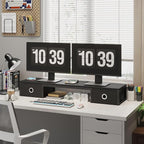 45" Large TV Riser with Fabric Drawers for 32-60 inch TV, TV Stand Riser with Steel Legs, Tabletop TV Riser Shelf, Monitor Stand Riser for Home Office, Black