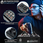 Pyle Professional Wireless DJ Audio Mixer - 4 Channel Bluetooth Controller Sound Mixer, USB Audio Interface, 2 Combo Jack XLR+6.35mm Mic/Line/Guitar in, 3.5mm, RCA AUX, Headphone Jack - PAD43MXUBT