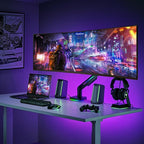 AVLT RGB Lights Single 17”-49” Gaming Monitor Arm Desk Mount, Fits One Flat/Curved/Ultrawide Screen up to 44lbs(20kg), Height Swivel Tilt Adjustable Stand - Black