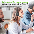 GEARit Wireless Bluetooth Headset with Mic - Multipoint Dual Connect, Noise Cancelling Trucker Headset for Phone Calls - All-Day Talk Time - Headphone with Microphone & Mute Button for Office Work