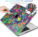MEEgoodo Case for MacBook Pro 13 inch Case 2022 2021 2020 A2338 M2/M1 A2251 A2289,Laptop Hard Shell with Keyboard & Camera Cover Compatible with 13 inch MacBook Pro,Bright Flowers & Tropic Leaves