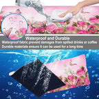 Mouse Pad, Large Pink Roses with Butterflies Desk Mat, Extended Non-Slip Gaming Keyboard Mousepad Desk Pad, Thick Stitched Edges Waterproof Mouse Mat 31.5"x15.7" (Beautiful Spring Floral)