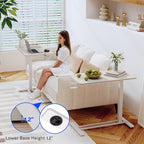 FLEXISPOT Adjustable C Table with Wheels, Mobile Snack Side End Table Sofa Couch Bedside Table Laptop Rolling Cart TV Tray Night Stand Small Space Side Table,(27.6" W x 15.7" D,White)
