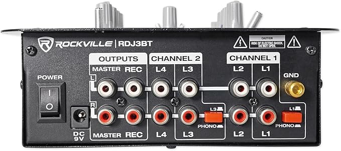 Rockville RDJ3BT 2 Channel DJ Mixer with USB, Bluetooth, Talkover, 4 Line Inputs
