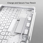 iPad Keyboard Case for 2024 M4 iPad Pro 11 inch, Magic Wireless Keyboard with Trackpad 7 Color Backlit, 360° Rotating Stand Transparent Protective Cover with Pencil Holder (White)