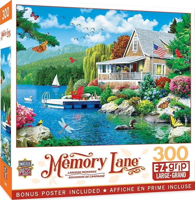 Masterpieces 300 Piece EZ Grip Jigsaw Puzzle - Lakeside Memories - 18"x24"