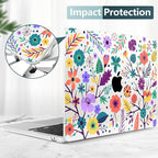 TWOLSKOO for M4 MacBook Air 13.6 inch Case 2025-2022 Release M4 A3240 M3 A3113 M2 A2681, Plastic Hard Shell & Screen Protector & Keyboard Cover & Trackpad Film, Colorful Flowers