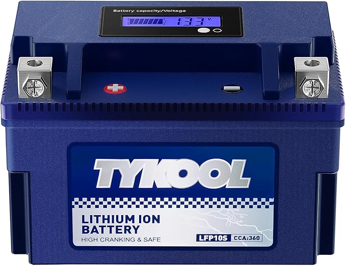 TYKOOL YTZ10S 12V 6Ah, 360CCA,3X Cranking Amps,5X Life,High Performance Lithium LiFePO4 Motorcycle Battery, Built in BMS, Powersports Battery, for Yamaha Scooter, ATV,Riding Lawn Mower