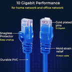 Rapink Patch Cables Cat6 2ft (24 Pack), Ethernet Patch Cable 10G, Cat 6 Patch Cable for Patch Panel to Switch, Flexiable Cat 6 Ethernet Cable with Gold Plated Blue