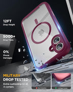 Miracase for iPhone 16 Case 6.1'', [Bubble Free] Full-Body Bumper Phone case with Built-in Full Glass Screen &Lens Protector,No Gap,Compatible with MagSafe,Drop Proof 16 Cover, Plum