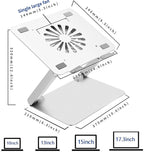 SOUNDANCE Laptop Cooling Pad with Low-Noise Fan and 3.0 USB Hubs, Ventilated Laptop Cooler Prevent Overheating, Ergonomic Laptop Stand Support Up to 17” Gaming Notebook Computer, Aluminum