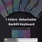 Keyboard Case for Galaxy Tab S10 Lite/ S10 FE/ S9 FE/S9/S8/S7, Slim Lightweight 7 Color Rainbow Backlight Detachable Magnetic Keyboard Cover with S Pen Holder, Mint Green