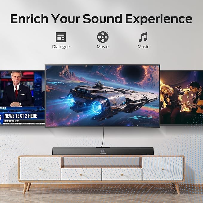 Monster Soundbar SB100 Sound Bar for Smart TV, 120W Soundbar with DSP Dynamic Sound, LED Display, Easy Setup, Bluetooth 5.4, Wall Mountable