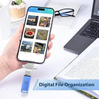 Multiport-Photo-Stick 128GB Automatic Photo & Video Backup for iPhone iPad, Android, PC, Mac | Backup USB Flash Drive with Smart Duplicate Detection | Easy Photo Backup & Transfer Device Memory-Stick