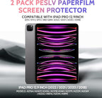 2 Pack Like Paper Screen Protector for iPad Pro 12.9 inch (2022/2021/2020/2018), Matte Anti Glare PET Film/Blue Light Filter Eye Protection Cover/Drawing & Writing Feel Like on Paper