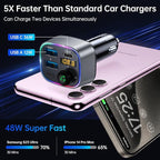 Syncwire Bluetooth 5.4 FM Transmitter Car Adapter 48W (PD 36W & 12W) [Light Switch] [Hi-Fi Deep Bass] [Fast Charge] Wireless Radio Music Adapter LED Display Hands-Free Calling Support USB Drive