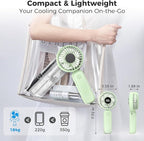 Portable Handheld Fan, 5000mAh Rechargeable Battery, Max 15H Cooling, 4 Speeds, LED Display, Foldable Design, 3-IN-1 Personal Pocket Fan with lanyard for Travel Outdoors Makeup Concert Commute