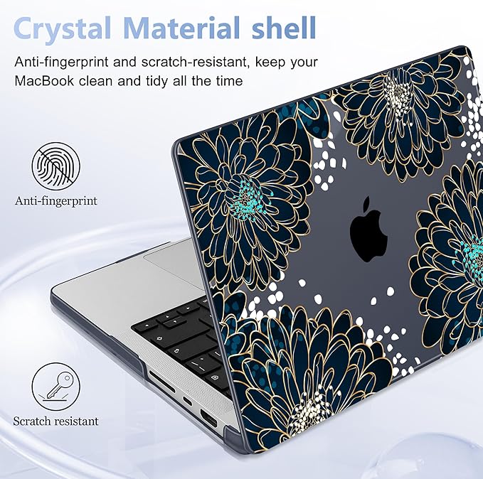 for MacBook Pro 16 inch Case 2021 2022 2023 2024 Release A3186 A3403 M4 A2991 M3 A2780 M2 A2485 M1 Pro/Max, Hard Shell Case with Screen Protector & Keyboard Cover, Luxury Floral