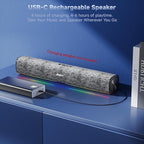 SOULION R100 Plus Computer Speakers with Dynamic RGB Light, Rechargeable Bluetooth Speaker with Switch Button, Clearly Sound Soundbar for Desktop Monitor, PC, Tablets(3.5mm Aux Connection Included)