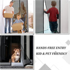 Magnetic Screen Door - Self Sealing, Heavy Duty, Hands Free Mesh Partition Keeps Bugs Out Let Breeze in- Pet and Kid Friendly - Keep Open Feature (Black, Fit Door Size 39 x 82 Inch)