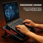 ENHANCE Cryogen Gaming Laptop Cooling Pad - Fits 17 in. Computer, PS4 - Adjustable Laptop Cooling Stand with 5 Quiet Cooler Fans, 2 USB Ports and LED Lighting - Slim Portable Design 2500 RPM (Red)