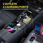 300W Car Power Inverter - Dual DC 12V to 110V AC Car Outlet Adapter, 65W USB-C Fast Charging Ports, Portable Car Charger with LCD Screen and On and Off Control，for Laptops, Phones