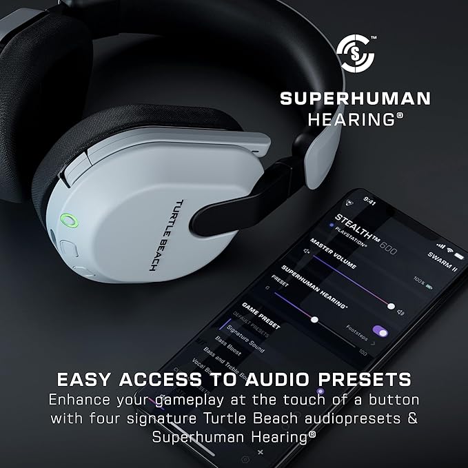 Turtle Beach Stealth 600 Wireless Multiplatform Amplified Gaming Headset for PS5, PS4, PC, & Mobile – Bluetooth, 80-Hr Battery, Noise-Cancelling Flip-to-Mute Mic, 50mm Speakers – White