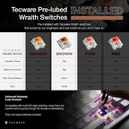 TECWARE Phantom+ Elite 87 Key RGB Mechanical Gaming Keyboard, LED Backlit, Universal Hot-Swap, Wired and Wireless, 3 Mode Connectivity, Thocky Sounding, Black Elite Wraith Brown