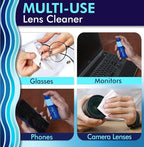 Portable Lens Cleaner Kit (6-Pack) – Travel Size with Premium Cleaning Solution, Refillable Spray + Microfiber Cloth – Safe for All Lenses, Compact, On-the-Go & Bulk Value