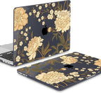 Mektron Case for MacBook Pro 16 Inch A2141 Cover 2019 Release 16" with Liquid Retina Display/Touch ID, Plastic Hard Shell with Keyboard Skin & Screen Protector & Dust Plug, Peony Flowers C186