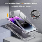 Miracase Glass Series Designed for iPhone 14 Pro Max Case 6.7 Inch, Upgrade Full-Body Bumper Case with Built-in 9H Tempered Glass Screen Protector, with Camera Lens Protector, Glitter Clear
