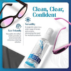 Purity Eyeglass Lens Cleaner Kit - 3 x 1oz Travel Size Lens Cleaner Spray Bottle + 2 Microfiber Cleaning Cloths - Safe for All Lenses (AR Coated Included), Eyeglasses and Screens - Clear