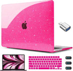 CISSOOK Compatible with MacBook Air 13.6 inch Case Glitter 2025 2024 2023 2022 A3240 M4 A3113 M3 A2681 M2 Chip, Sparkly Pink Bling Plastic Hard Shell Case for MacBook Air 13.6", Rose Pink Glitter