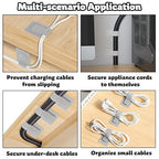 40 PCS Hook and Loop Cable Ties, Self-Adhesive Hook and Loop Cable Straps, Sticky-Back Wire Organizer for Under Desk Cable Management, Adjustable Cable Straps Clips for Home Office(White, Gray)