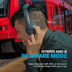 JLab Go Lux ANC Wireless Headphones, Sage, Hybrid Active Noise Cancelling, Premium On-Ear Bluetooth Headset, Customizable Sound, Be Aware Mode, Cloud Foam Comfort, Multipoint Connection