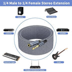 1/4 inch Extension Cable 10ft, 1/4" Male to Female Stereo Headphone Guitar Cable
