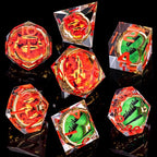 Magic Golden Ring DND Dice Set Sharp Edge Red Gaze Eye Resin Dice with Box, for use with RPG D&D Tabletop Games Lord D and D Polyhedral Dice Set