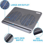 Laptop Cooling Pad, Coolertek USB Powered Laptop Cooler, 2 Blue Silent Big Fans, Height Adjustable Non-Slip Laptop Stand with Dual USB 2.0 Ports, Fits 11-17Inch Notebook - Gray (N2)