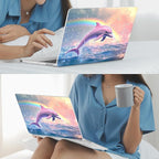 Mektron Case for MacBook Pro 16 Inch A2141 Cover 2019 Release 16" with Liquid Retina Display/Touch ID, Plastic Hard Shell with Keyboard Skin & Screen Protector & Dust Plug, Jumping Dolphin