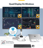 StarTech.com Universal USB4 & Thunderbolt 4 Docking Station, Quad Display on Windows, Dual Display on MacBook, HDMI DP Dock with 98W Laptop Charging